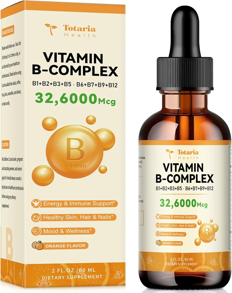 Vitamina B Liquido Complesso con Vitamina B1, B2, B3, B5, B6, B7, B9, B12-2 Fl. Oz.