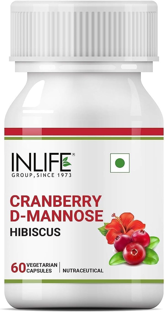 Générique Cranberry 400mg D-Mannose 400mg & Hibiscus 200mg Extrait Urinaire Tract UTI Supplément Santé Hommes Femmes - 60 Capsules Végétariennes (Paquet de 1)