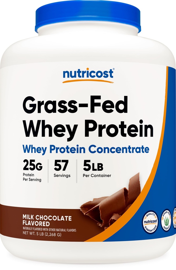 Nutricost Grass-Fed Whey Protein Concentrato (Chocolate) 5LBS - Undenatured, Non OGM, Natural Flavors...