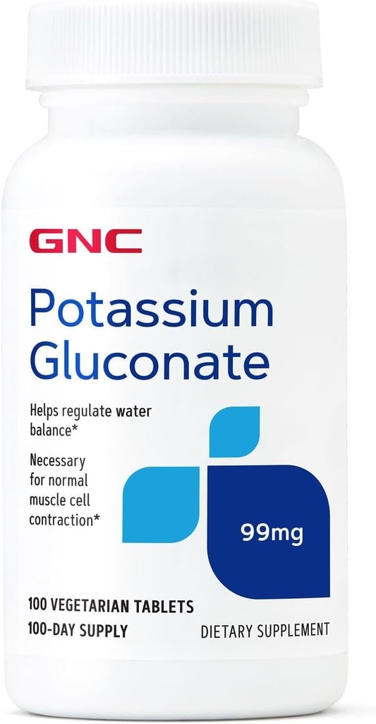 GNC Potassium Gluconate 99mg, 100 compresse, Supporta la funzione muscolare normale