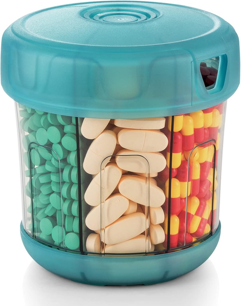 Extra Large organisateur de supplément avec XL 7 grands compartiments, TPU Soft Crid Facile à charger et à utiliser Distributeur de pilules, 1 mois Jumbo Vitamine Holder
