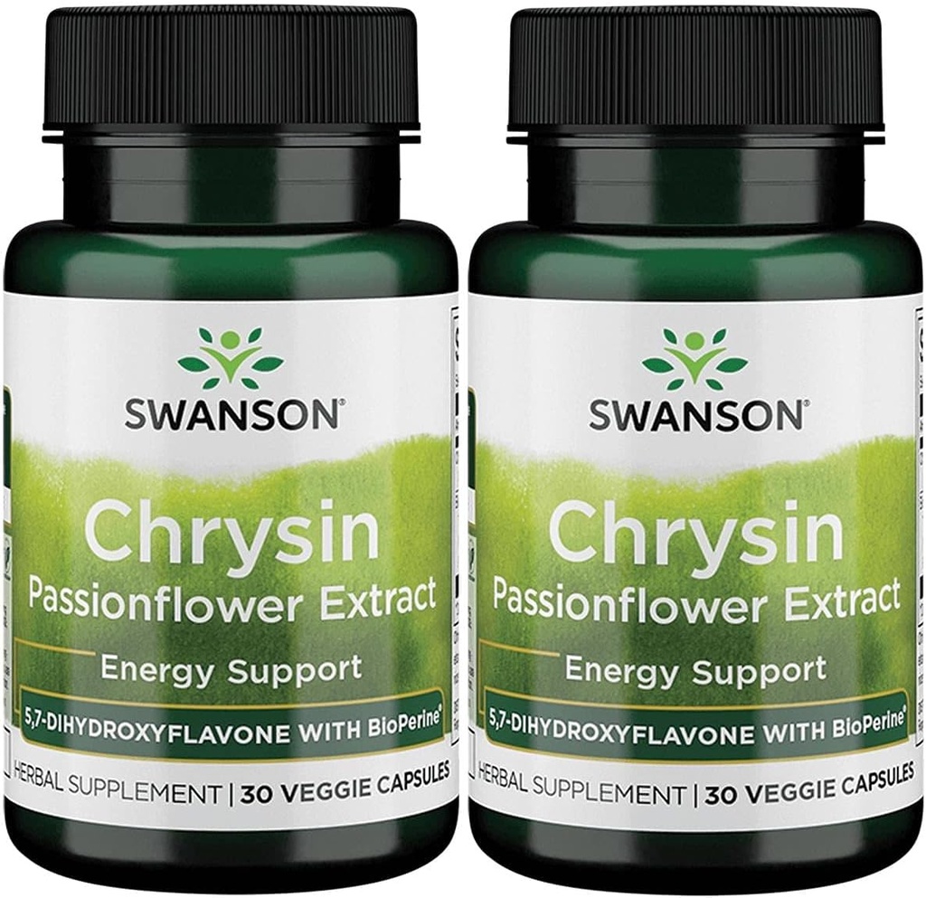 Swanson Chrysin Passionflower Extract - Integratore di erbe Promuovere la salute generale, il benessere &amp; il fitness - Natural Formula May Support Manutenzione muscolare magra - (30 capsule vegetali)