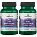 Swanson Premium Brand Extra Strength Zinc Picolinate - Body Preferred Form Immune Health Capsules - 50 mg per capsule - 60 Capsules, Pack of 2