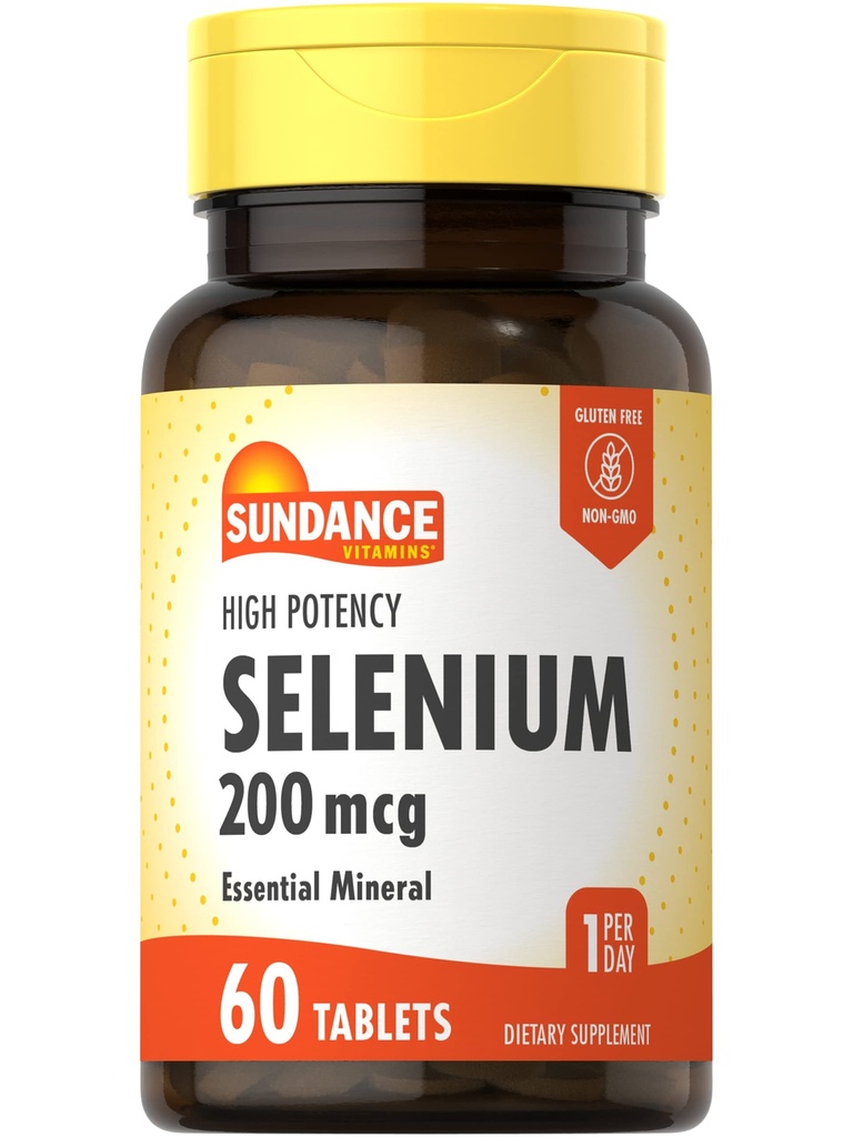 Sundance Selenium 200mcg | 60 Tabletten | Hohe Potenzformel | Vegetarisch, Non-GMO und Gluten Free Essential Mineral Supplement