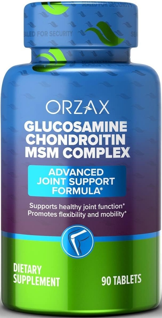 ORZAX All-in-one Joint Support Supplement mit Glucosamin Chondroitin MSM - Turmeric, Collagen, Bromelain & Boswellia Extract Kapseln, Funktion & Komfort - 90 Tabletten
