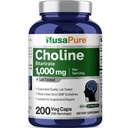 NusaPure Choline Bitartrate 1000 mg 200 Veggie Kapseln (Vegan Vegetarisch, Non-GMO)