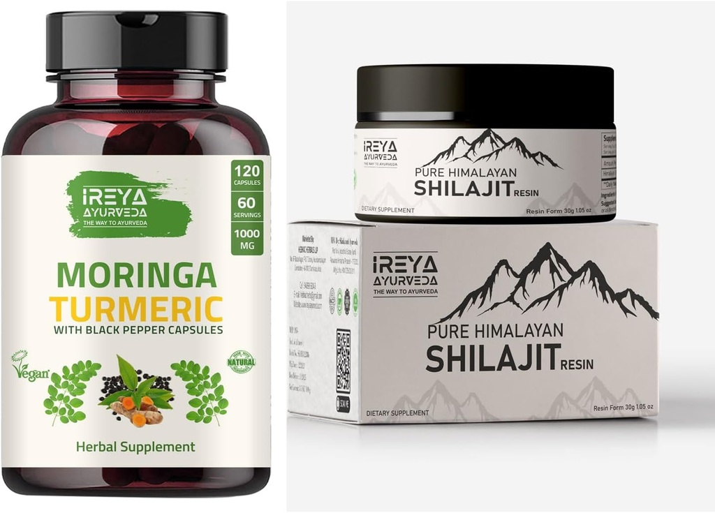 Moringa Turmeric Kapseln und Himalayan Shilajit Kapseln