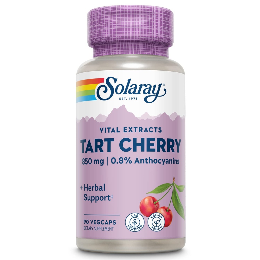 Solaray Tart Cherry Fruit Extract 850 mg - Tart Cherry Supplement with Antioxidants, Fruit Juice Extract with Flavonoids - 90 VegCaps