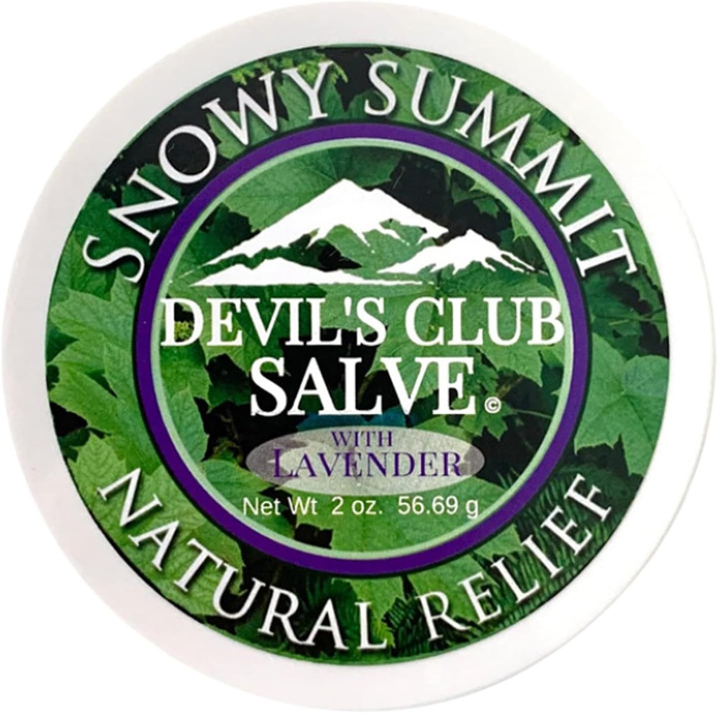 Snowy Summit Alaska Devil Club Lavender Salve - Unguento per la cura della pelle fatto a mano con Lavanda - Rub muscolare naturale con Premium, Materiali vegetali responsabilmente Source - Made in USA - 2 oz