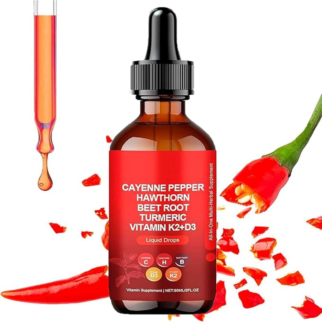 Aeluro Cayenne gouttes, Extrait de poivre Aeluro Cayenne, 60ml Cayenne gouttes de poivre, Cayenne gouttes liquides de poivre stimuler le métabolisme