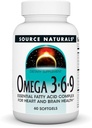 Source Naturals Omega 3-6-9, Complexe d'acide gras essentiel pour la santé du coeur et du cerveau* - 60 Softgels