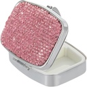 Pill Organizer Travel,Cas de petite boîte à pilules en métal,Conteneur de vitamine de médicament compact,Bouteille de support de pilule portable pour les femmes(Pink)