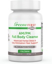 Greens First Full Body AM/PM Cleanse Supplement - per Detox naturale delle tossine - Full Intestinal & costipation Relief - Digestive Health Capsule - 20 Veggie Capsule