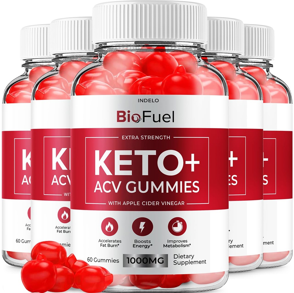 (5 Pack) Bio Fuel Keto ACV Gummies - Advanced Formula BioFuel Keto Plus ACV Gummies Aceto di Mela Aceto Bio ACV Gestione del Peso Gummies Integratori Dietetici Donna (300 Gummies)