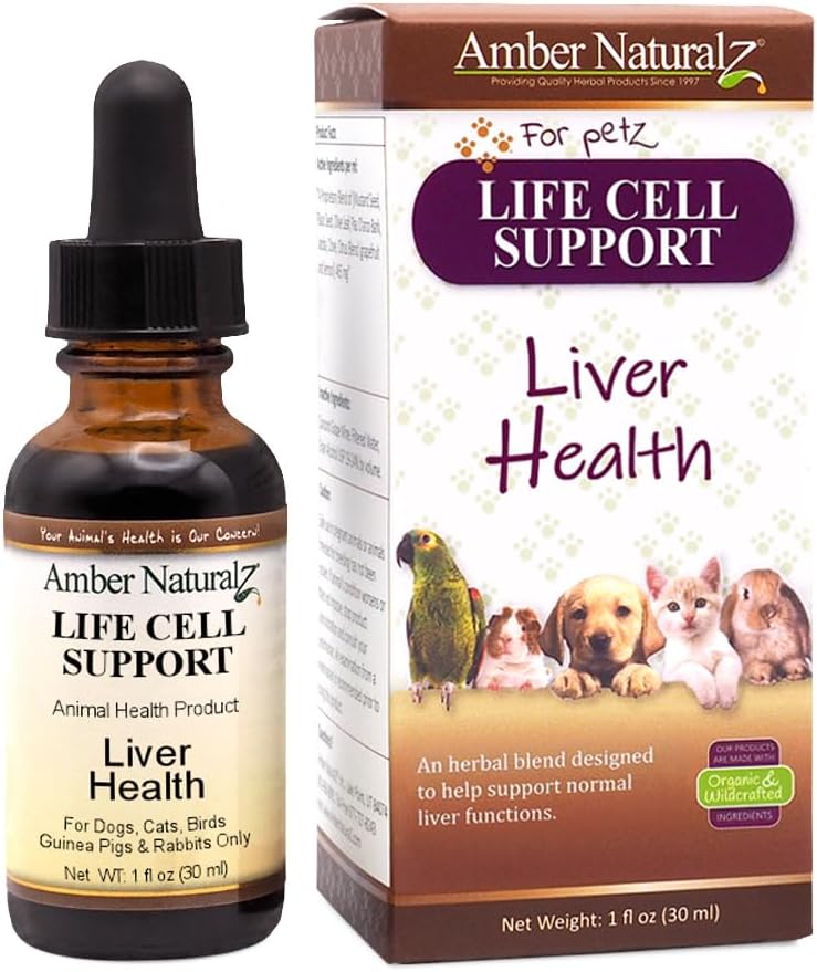 Amber NaturalZ Life Cell Support Integratore di erbe per cani, gatti, uccelli, conigli e pig della Guinea | Supporta la funzione del fegato normale e la salute linfatica | Aiuti naturali per la disintossicazione