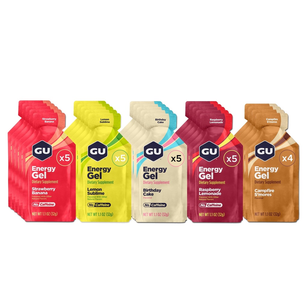 G Energy Originale Sport Nutrition Energy Gel, 24-Count, Vegan, senza glutine, Kosher e Dairy-Free On-the-Go Energy per qualsiasi allenamento, Assorted Caffeine-Free Flavors Variety Pack