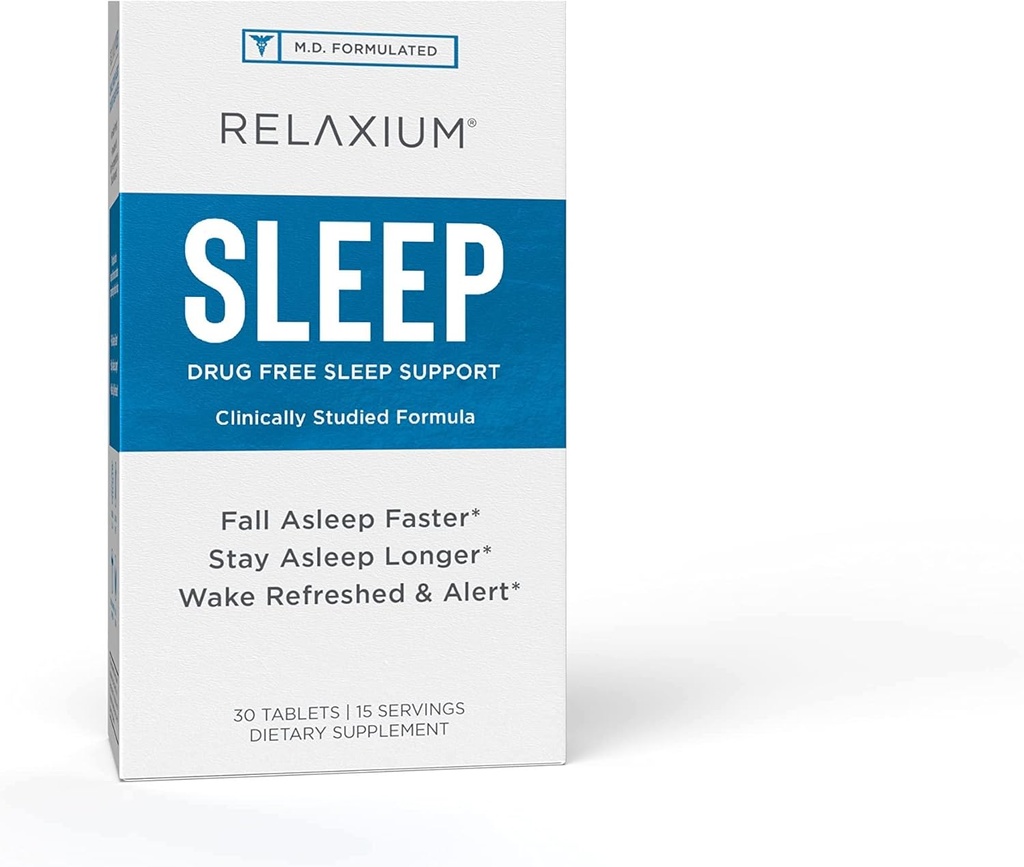Relaxium Schlafhilfe, 15 Servierungen, Non-Habit Forming, Nahrungsergänzung für besseren Schlaf, Drug-Free, Stress Relief, mit Magnesium, Melatonin, GABA, Kamille, Made in USA (30 Tabletten)
