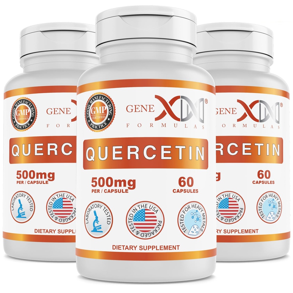 Genex Formulas Quercetin 500mg (60 Capsules) Non-GMO, Gluten-Free (3 Pack)