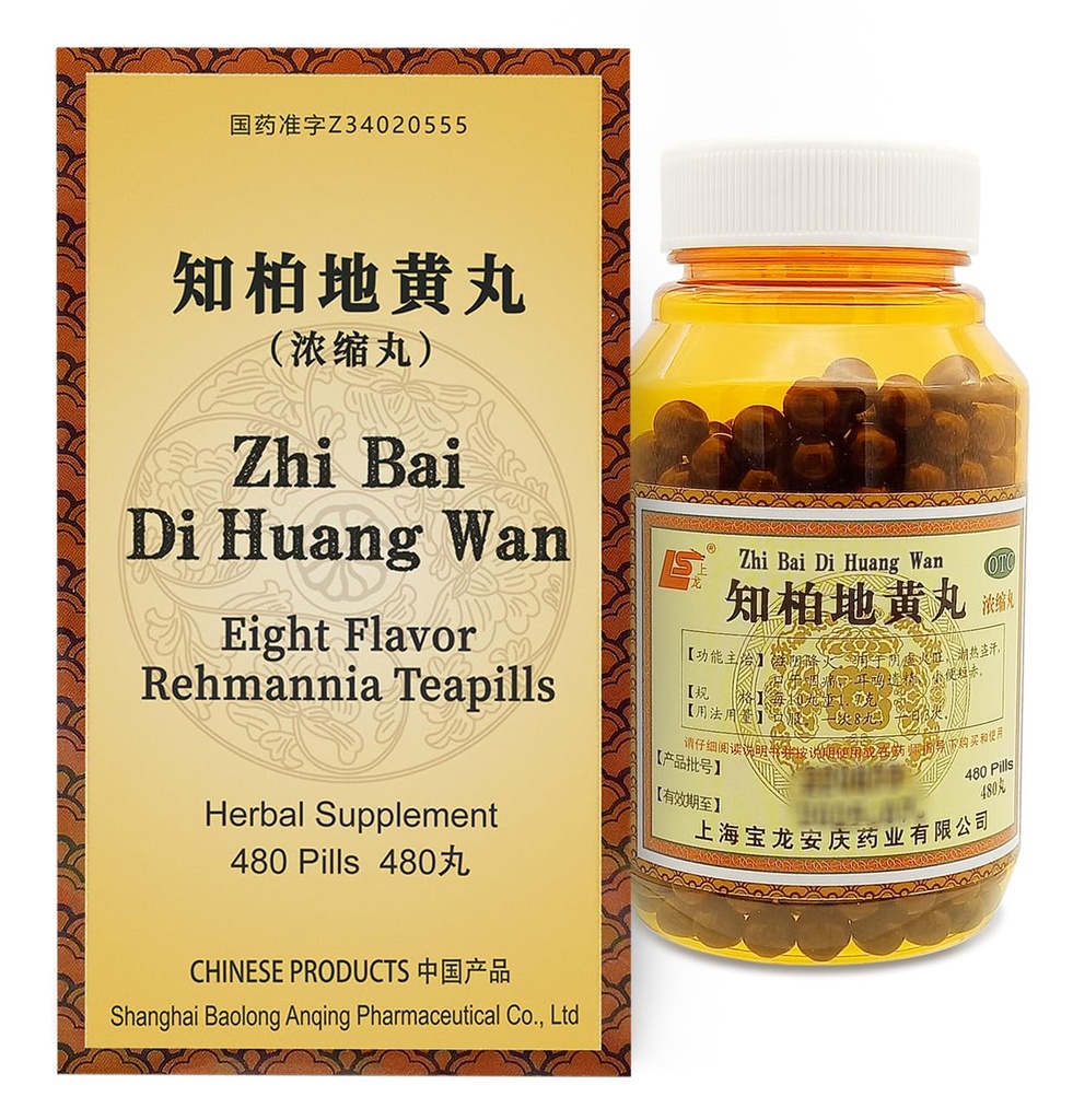 Zhi-Bai Di-Huang Wan Kräuter-Ergänzung 480 Pillen (60 Servierungen, Economy-Größe) - ziehbar chinesische Kräuterformel Acht Flavor Rehmannia für Yin Nourishment