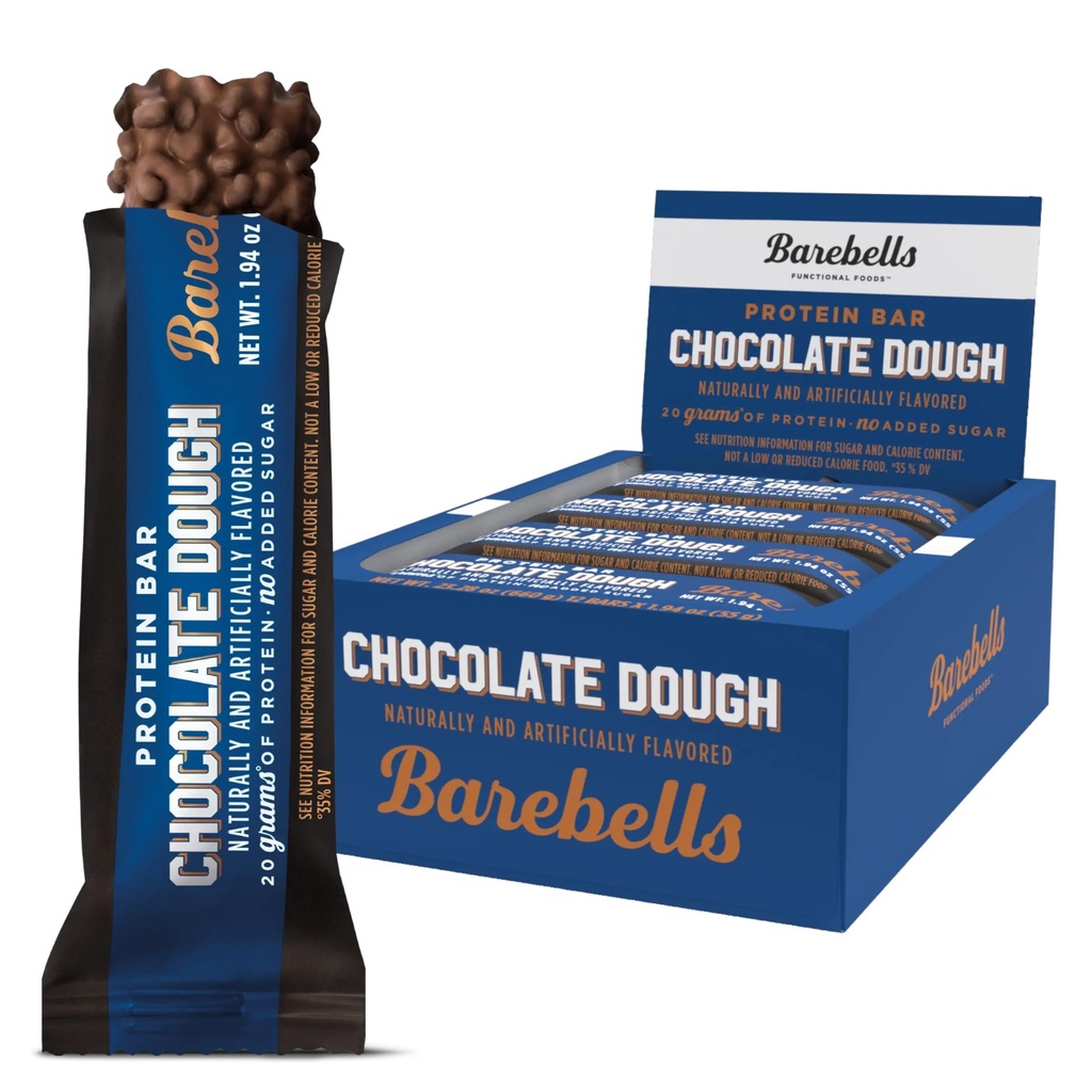Barebells Barres protéinées Toux au chocolat - 12 Compte, 20g Traitements à haute teneur en protéines - Barre de nutrition au chocolat avec 1g de sucres totaux - Petit déjeuner ou Snack après l'entraînement
