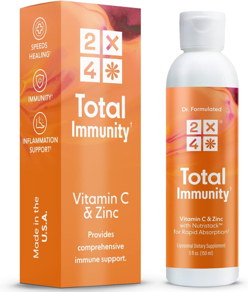 2X4 Elderberry with Zinc and Vitamin C for Adults - Liquid Daily Immune Support - Liposomal Immunity Supplement Vitamins, Non-GMO, Sugar Free, 30 Servings, 5 fl oz