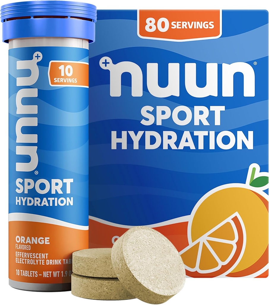 Nuun Sport Elektrolyt Tabletten mit Magnesium, Kalzium, Kalium, Chlorid & Natrium, Gluten Free & Vegan, Orange, 8 Pack (80 Portionen insgesamt)