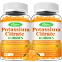 2 pacchi di potassio Citrato Gummies – Supplemento di potassio ad alta potenza per la salute del muscolo, sollievo della polpa, equilibrio elettrolitico – Vegan, non OGM, senza glutine, aroma d'arancia, 120 conte
