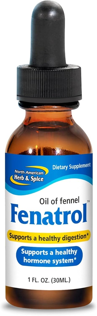 NORTH AMERICAN HERB & SPICE Fenatrol - 1 fl. oz. - Olio di finocchio selvatico - Supporta la digestione sana e un sistema ormonale e urinario sano - Non OGM - 172 Serve