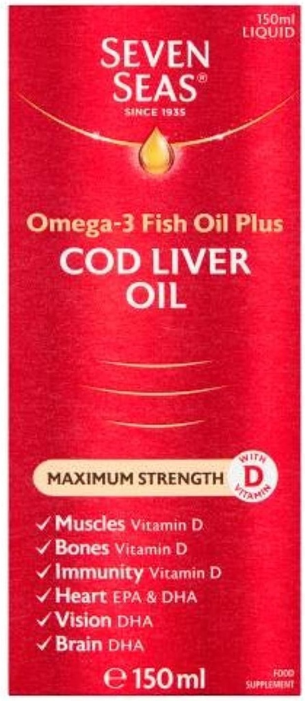 Sette mari puro Cod Liver olio Extra ad alta resistenza 150ml