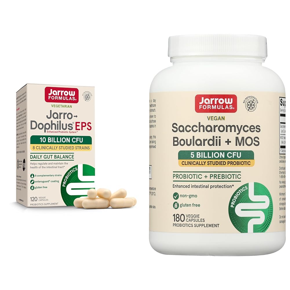 Jarrow Formeln Jarro-Dophilus EPS Probiotics 10 Billion CFU Saccharomyces Boulardii Probiotics + MOS 5 Billion CFU Probiotic Yeast