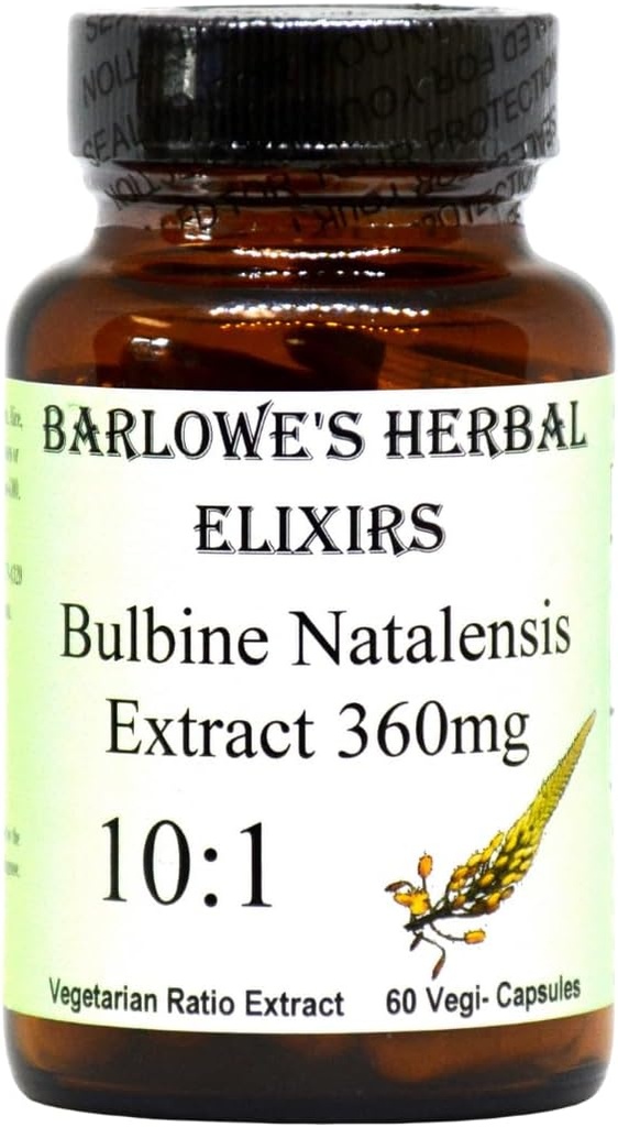 Barlowe's Herbal Elixirs Bulbine Natalensis |10:1 Extract | 360mg per Capsule | 60 Veggie Capsule | Bottigliato in Vetro | Stearate Free