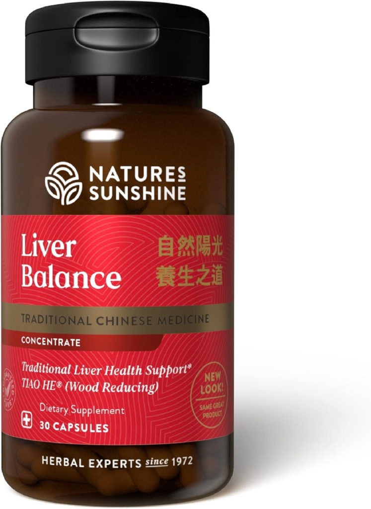 Equilibrio del fegato del sole della natura, Concentrato cinese, 30 capsule | Miscela di erbe cinesi che supportano i sistemi digestivi e nervosi durante l'ottimizzazione della salute del fegato