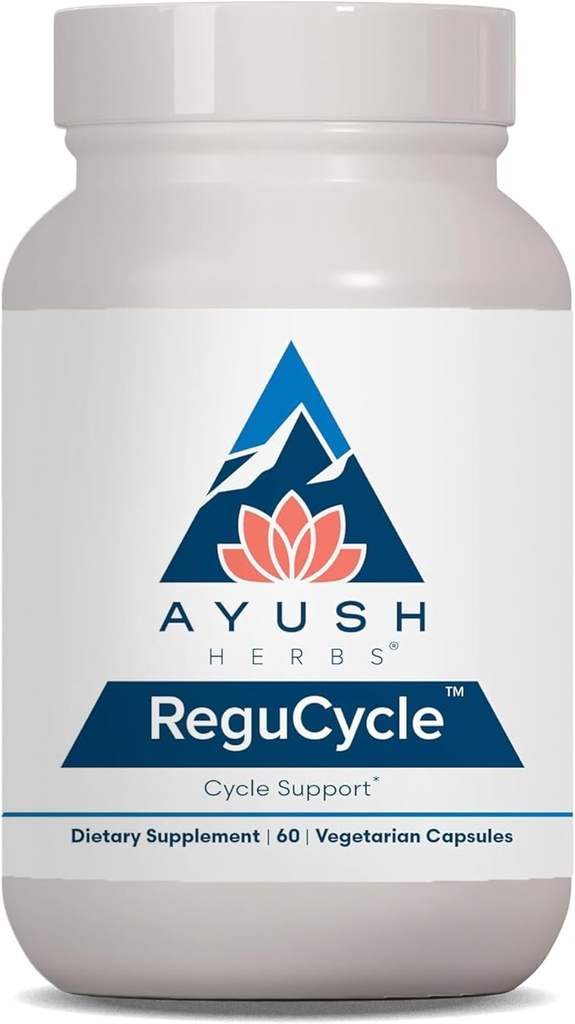 Ayush Herbs Regu-Cycle - Equilibrio dell'ormone per le donne, supporto ormonale, periodo di supporto e sollievo, salute riproduttiva, Regola ciclo mestruale, supplemento di supporto ovarico - 60 capsule vegetariane