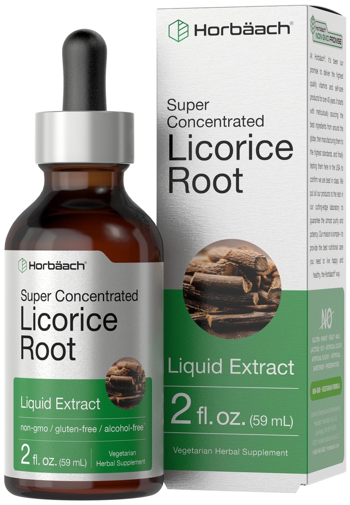 Estratto di radice di liquirizia di Horbäach | 2 fl oz | Alcohol Free Tincture | Supplemento liquido vegetariano | Non OGM & Gluten Free