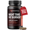 Capsules de brûleur de graisse de nuit pour les hommes et les femmes - Comprimant d'appétit pour la perte de poids avec le rein blanc - 60 Compte - Booster de métabolisme avec la mélatonine pour le soutien du sommeil - 2-Mois