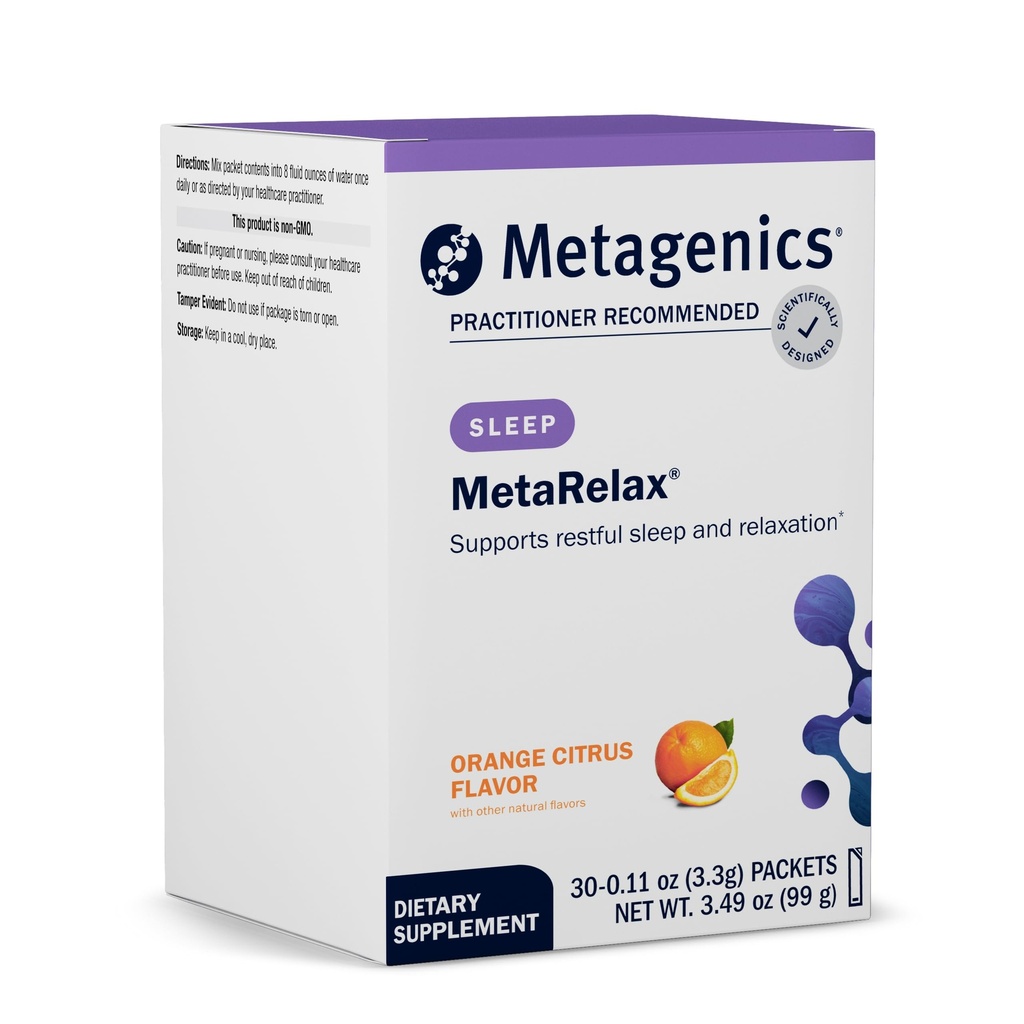 Metagenics MetaRelax Magnesium-Pulver-Mischung zur Förderung des erholsamen Schlafs, des positiven Mindsets und der Entspannung - Orange Citrus Flavor - 30 Portionen