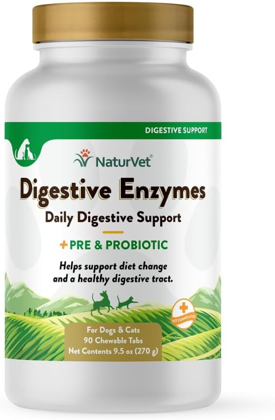 NaturVet Supplément enzymes digestifs plus probiotiques pour chiens, chews doux, fabriqués aux États-Unis avec des ingrédients à la source mondiale 90 Compte