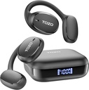 TOZO OpenEgo Open Earbuds Bluetooth-Kopfhörer, 80Hrs Playtime Wireless Earbuds mit Earhooks, Digital Display, 32 EQ-Modi, Klarer Ruf, Komfortables Tragen, Sweat-Proof für Running Workout Schwarz