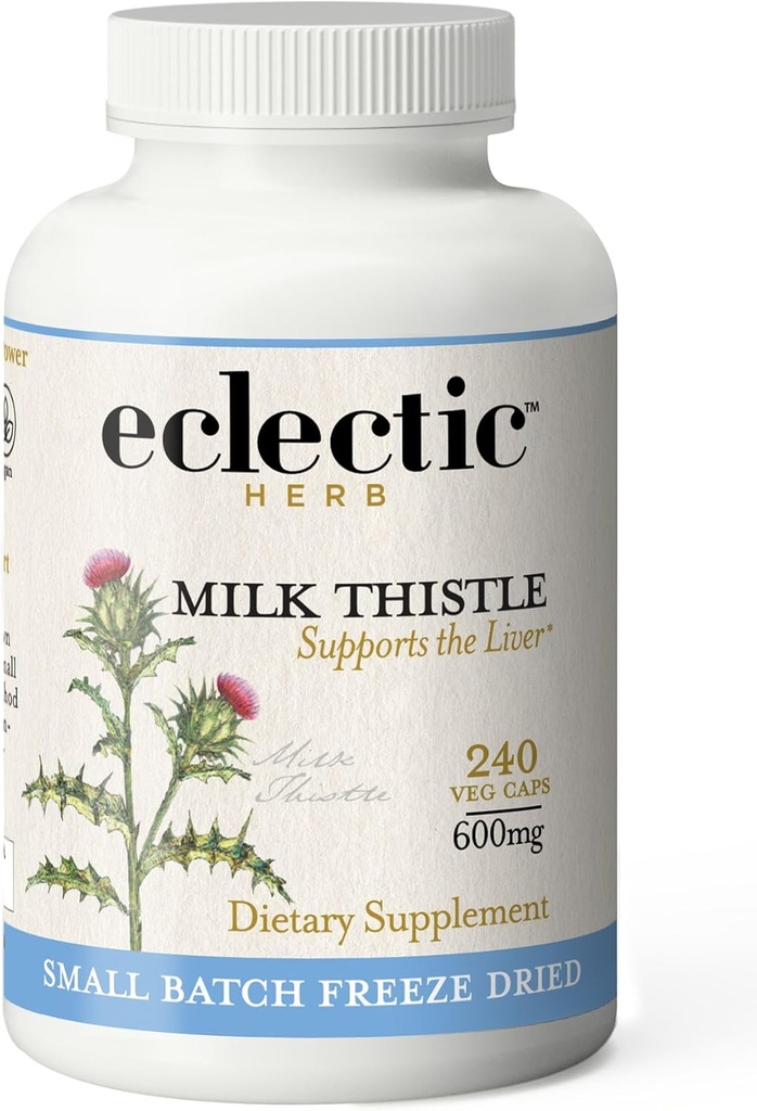 Eclectic Institute Raw Freeze-Dried Non OGM Milk Thistle | with Silymarin for Liver Support - Detox, Cleanse & Maintain | 240 CT