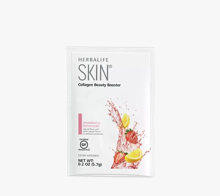 Herbalife Pelle Fragola Limonata 30 Pacchetti (5.7G) Skin Collagen Beauty Booster: Nessun aroma artificiale, Nessun dolcificante artificiale, senza glutine