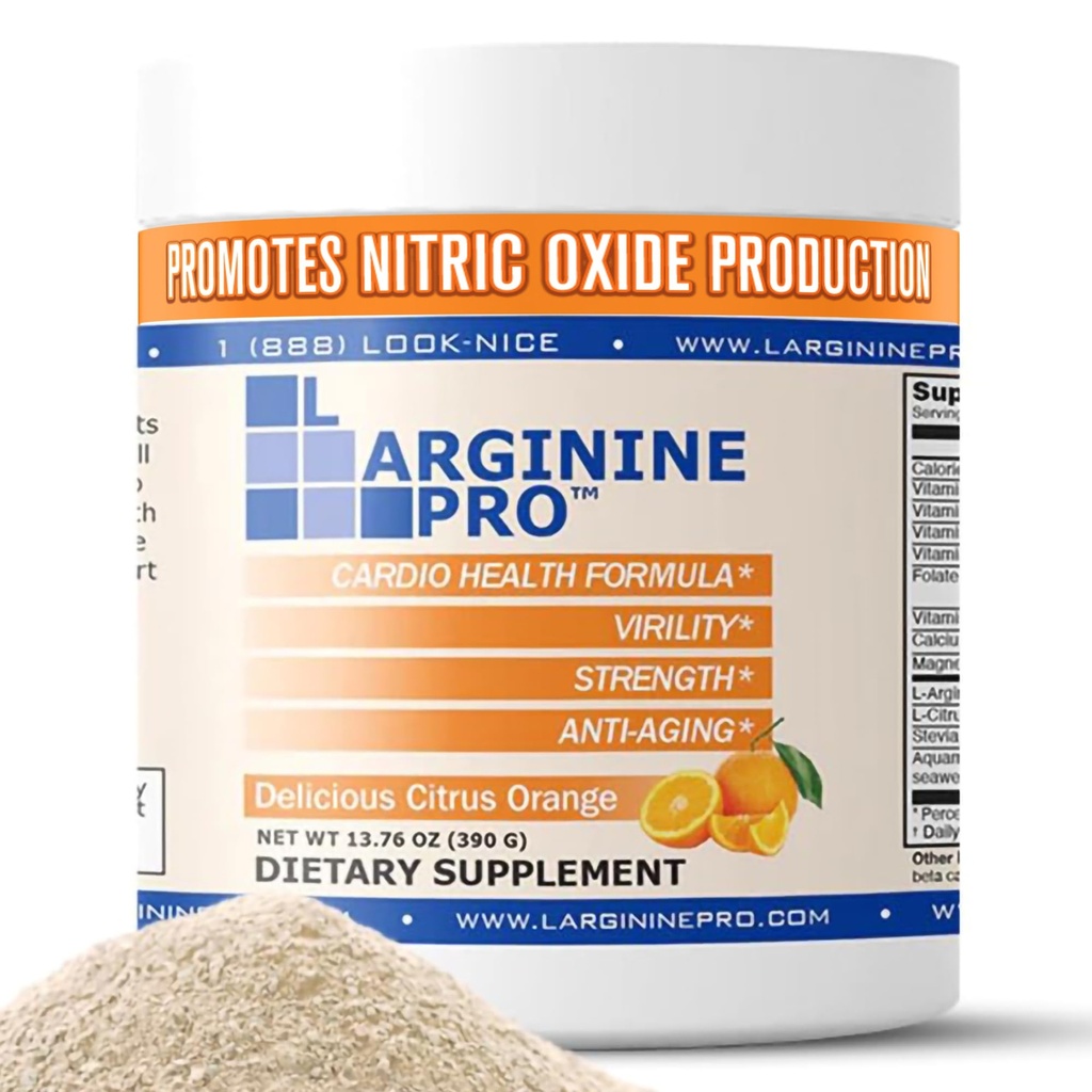 L-Arginine PRO.500mg L-Arginine Plus L-Citrulline 1 100mg Supplément de boisson en poudre orange pour une production accrue d'oxyde nitrique