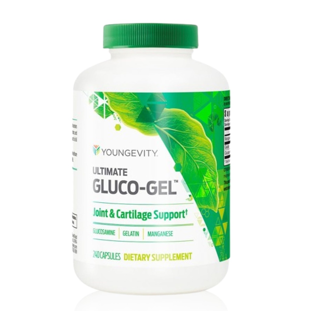 Youngevity Ultimate Gluco-Gel -for Joints, Tendons, Bones & Cartilage | Contiene Glucosamine, Gelatin & Manganese | 240 Capsule | 1 Bottiglia