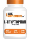 BulkSupplements.com Capsule L-Tryptophan - Supplemento Tryptophan, L-Trptophan 500mg - Supplemento Aminoacido, Gluten Free - 1 Capsule per Serving, 240 Capsule (Pack of 1)