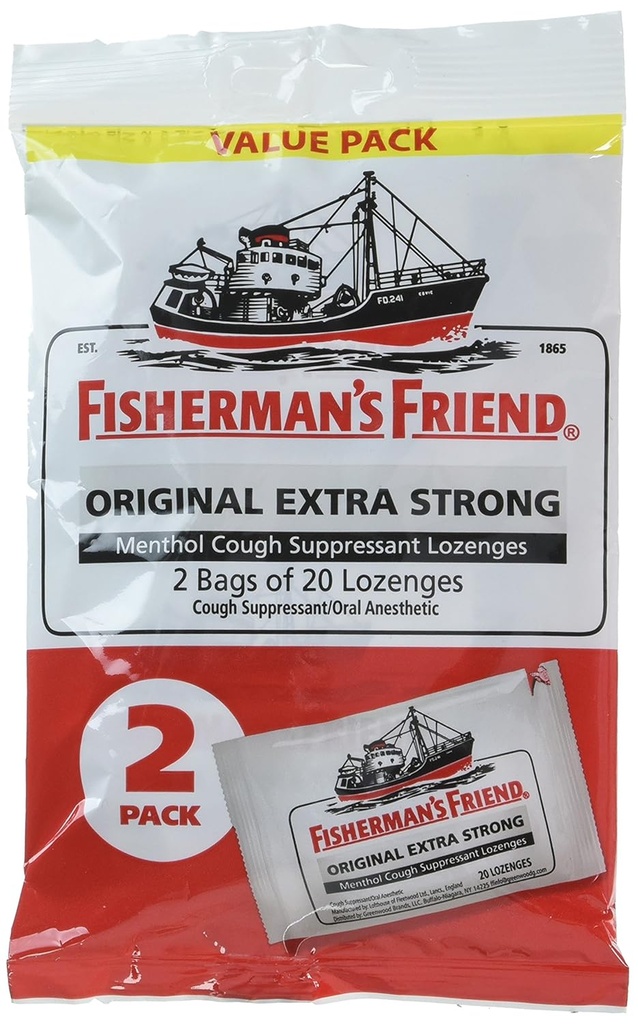Fisherman's Friend Original Extra Strong Cough Suppressant Lozenges, 20 Conte (Pack of 2)