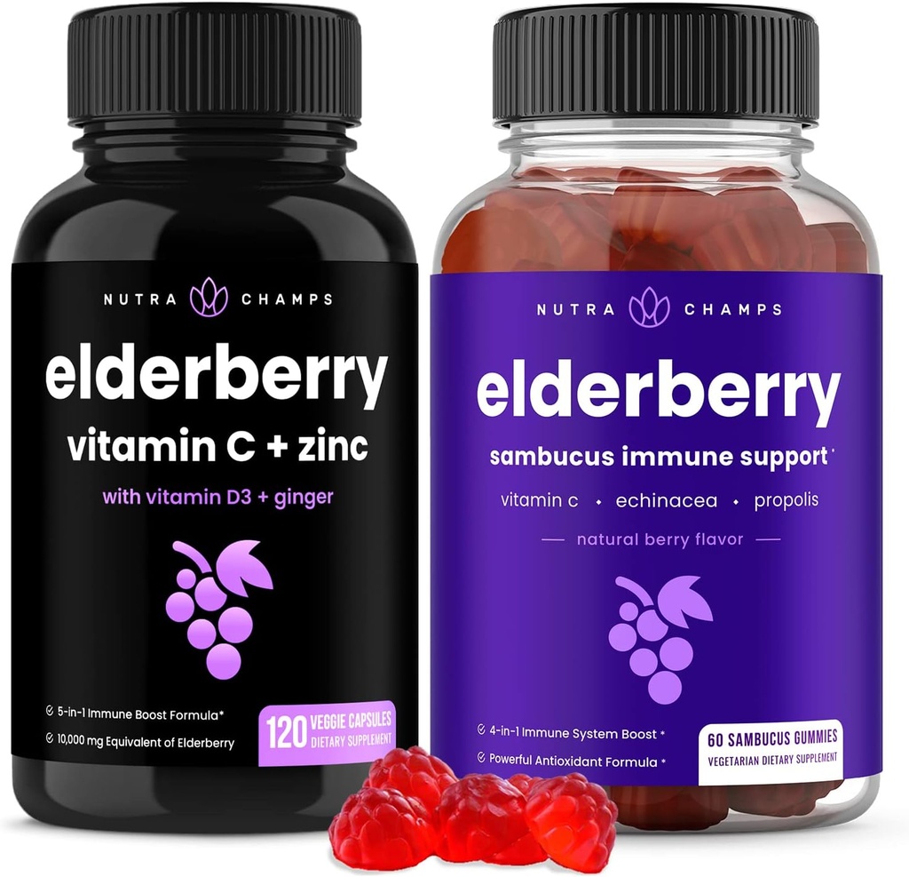 NutraChamps Elderberry Kapseln und Gummis Bundle
