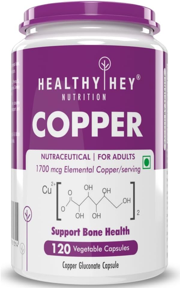 Nutrizione Chelated Copper Gluconate - Forma altamente biodisponibile - Non OGM, Gluten Free -120 Veg. Capsule