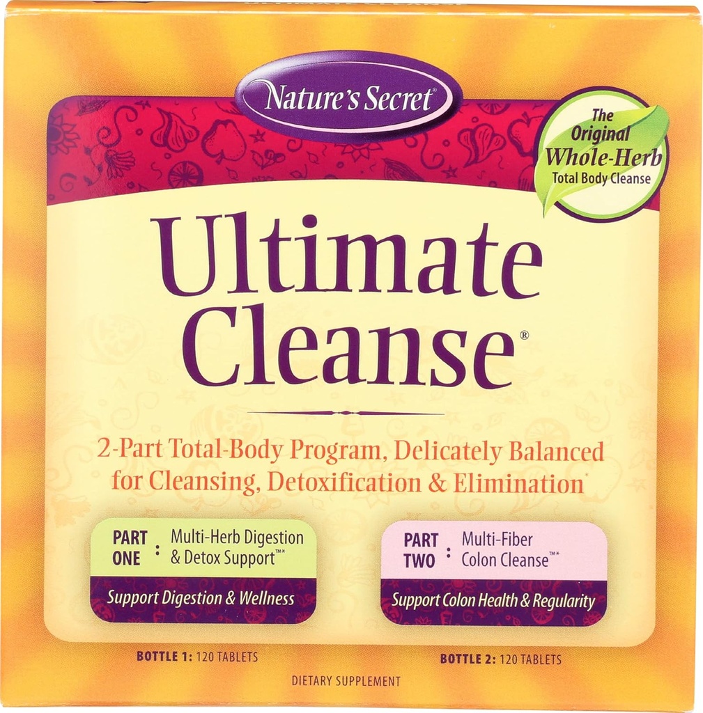 Ultimate Cleanse by Nature's Secret | Cleansing, Detoxification & Elimination, Two 120 Tablet Bottiglie