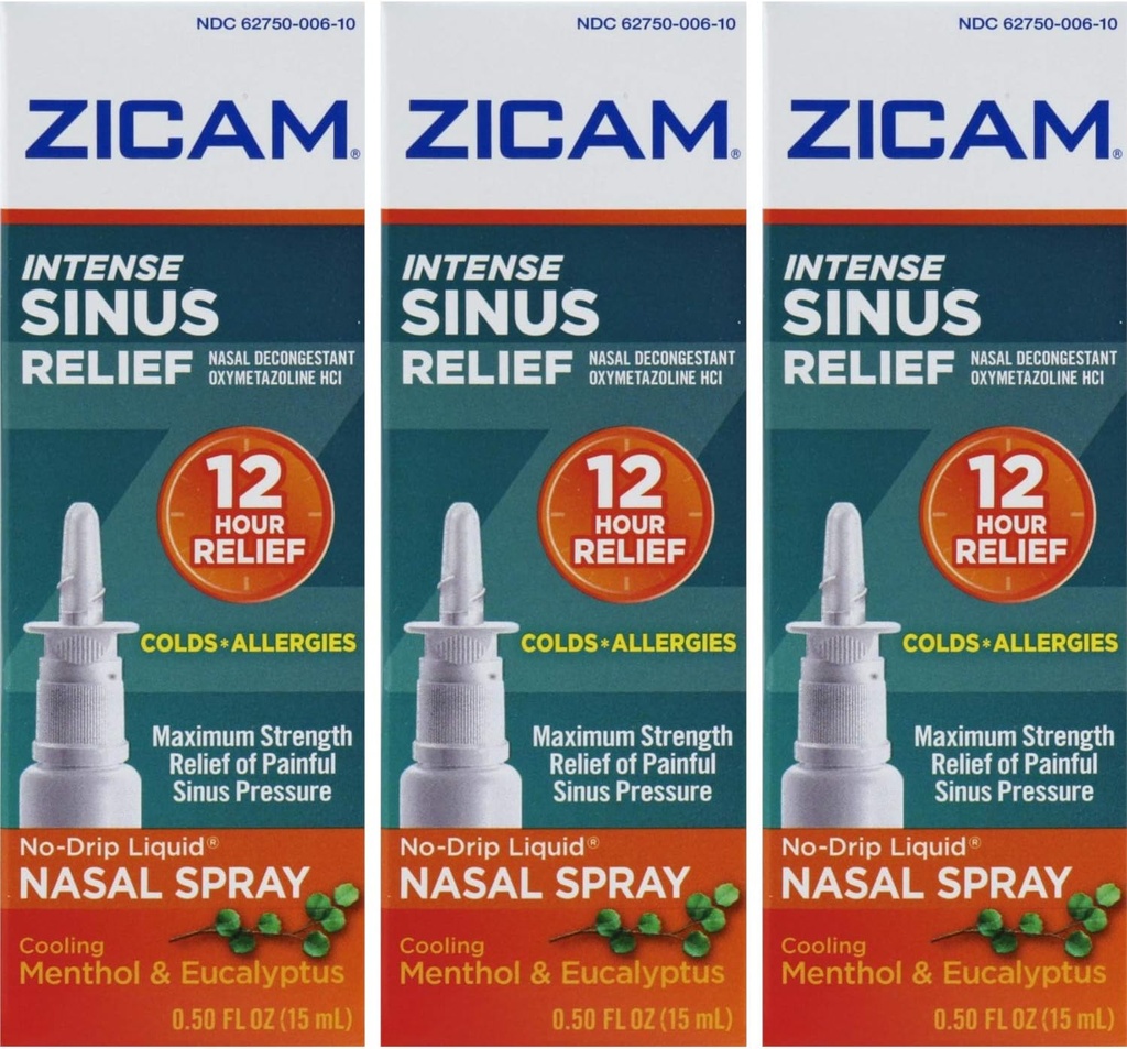 Zicam Intense Sinus Relief, Kühlung Menthol & Eucalyptus Pumpe 0,5 fl oz (Menge 3)