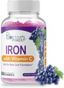 Les médecins commandent Fer 10mg Vitamine C Gommies, Végétarien sans gluten sans OGM, Grande dégustation de vitamines Gommy au raisin naturel, Supplément alimentaire, Formation de globules rouges, pour les adultes et les enfants, 60 Gommies