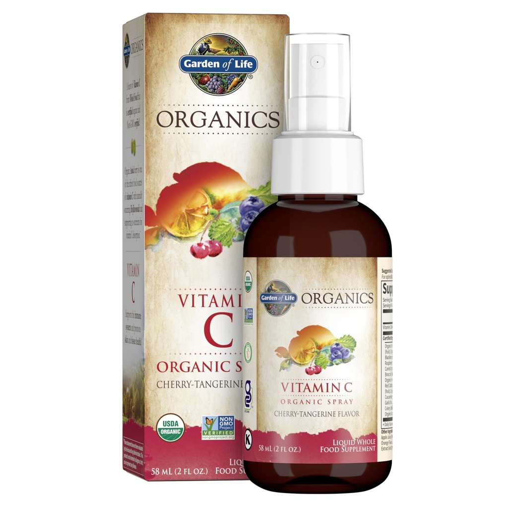 Garten des Lebens Bios Vitamin C Spray mit Amla Berry – Flüssige Vitamin C Ergänzung für Immun- und Hautgesundheit Unterstützung, USDA Organic, Non-GMO, Vegan, Kirsch Tangerine Flavor, 2 Fl Oz Bottle